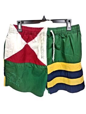 Vintage FREE 90's Swim Trunks Shorts Mens XL Red Yellow Blue Nylon Pockets